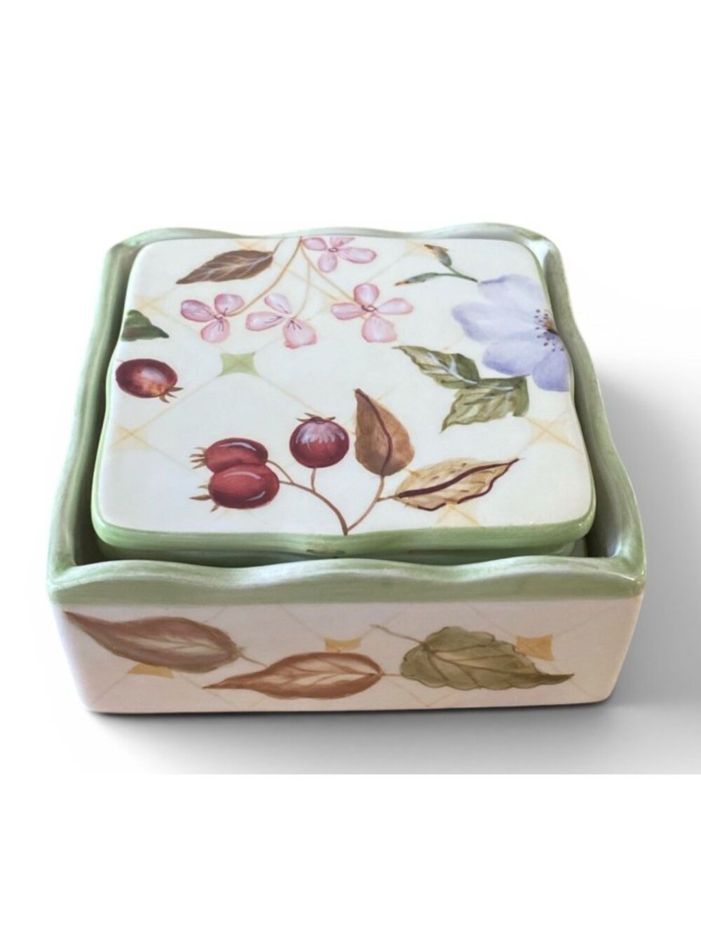 Tracy Porter Set Of 4 Evelyn Ceramic Coasters In Holder Floral